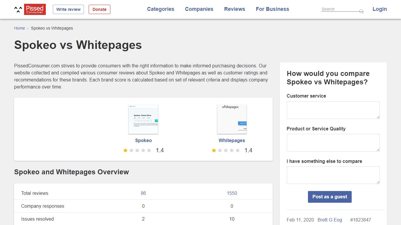 Spokeo vs Whitepages: which one is better? @ Pissed Consumer